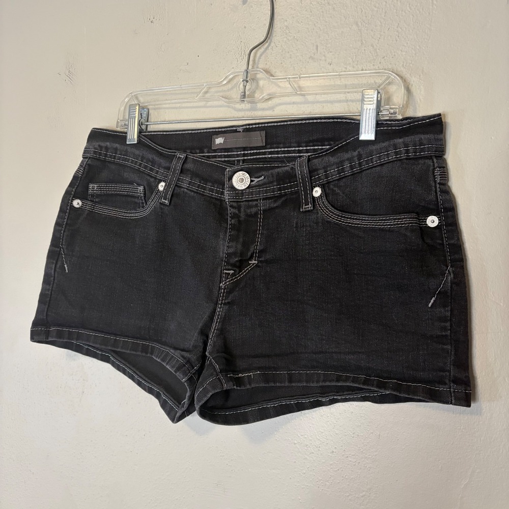 Levis Womens Black Denim micro Shorts Size 13 W31 Low Rise Stretch Hot Pants